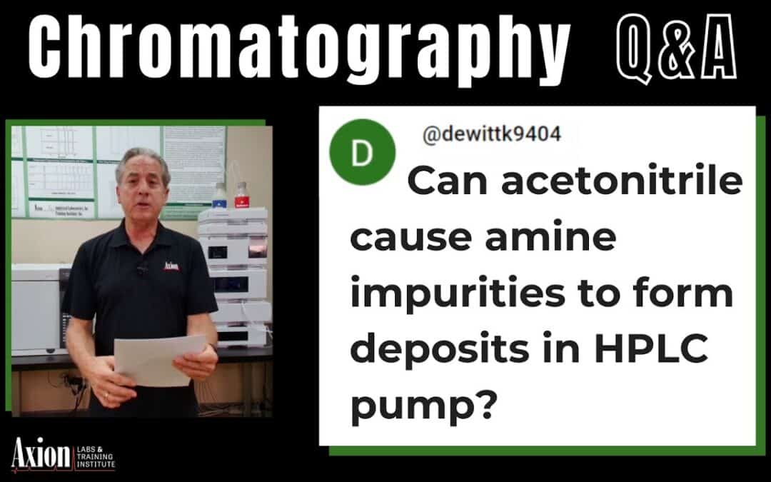 Can acetonitrile cause amine impurities to form deposits in HPLC pump?